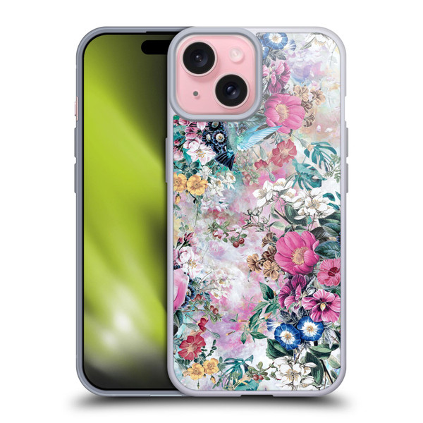 Riza Peker Florals Birds Soft Gel Case for Apple iPhone 15