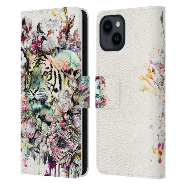 Riza Peker Animals Tiger Leather Book Wallet Case Cover For Apple iPhone 15