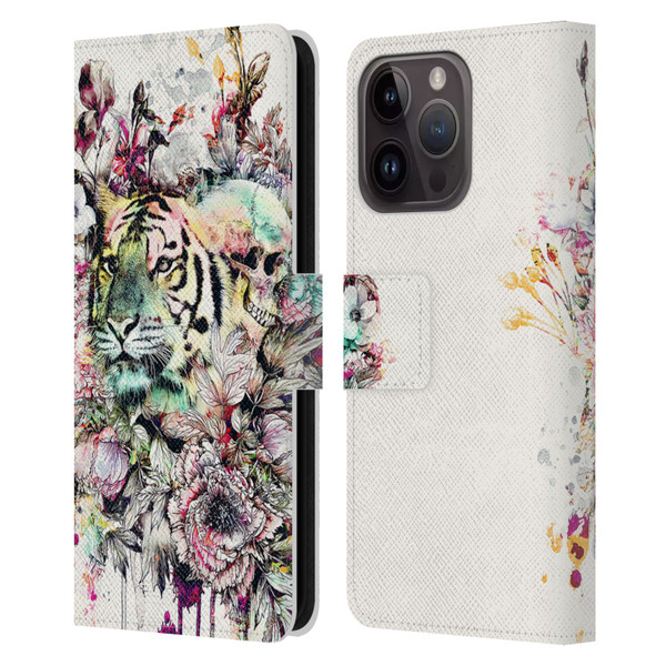Riza Peker Animals Tiger Leather Book Wallet Case Cover For Apple iPhone 15 Pro