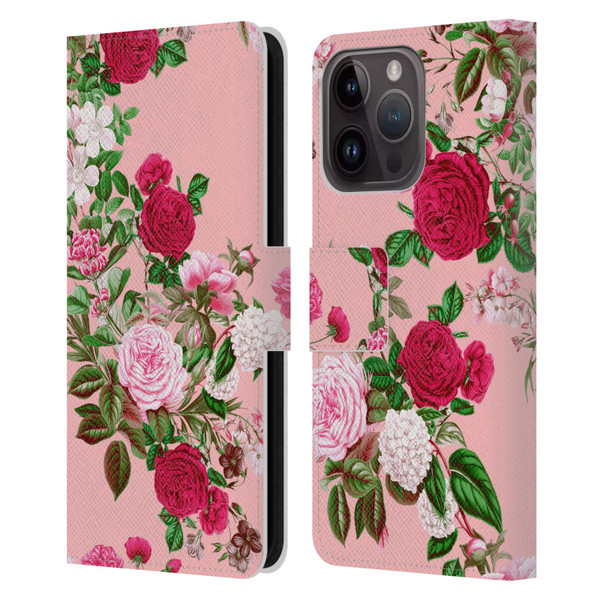 Riza Peker Florals Romance Leather Book Wallet Case Cover For Apple iPhone 15 Pro