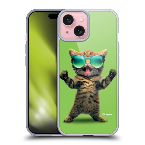 P.D. Moreno Furry Fun Artwork Cat Sunglasses Soft Gel Case for Apple iPhone 15