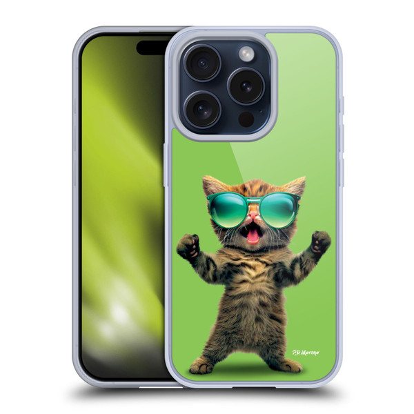 P.D. Moreno Furry Fun Artwork Cat Sunglasses Soft Gel Case for Apple iPhone 15 Pro