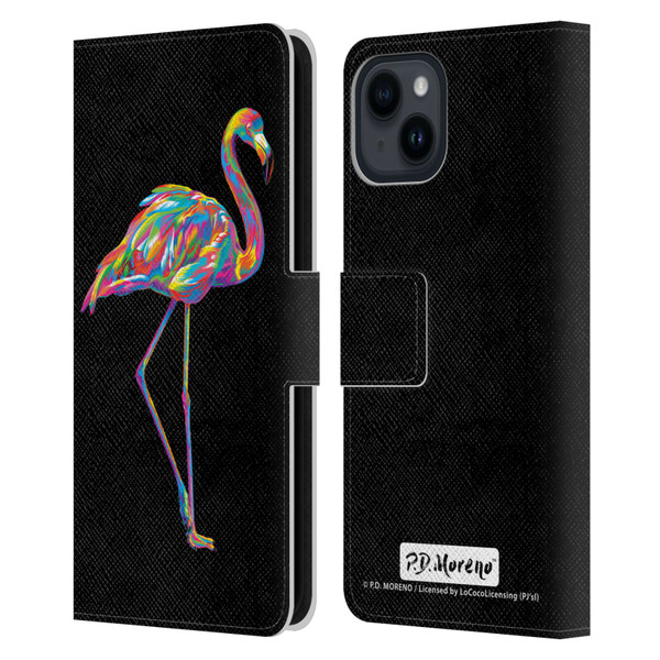 P.D. Moreno Animals Flamingo Leather Book Wallet Case Cover For Apple iPhone 15