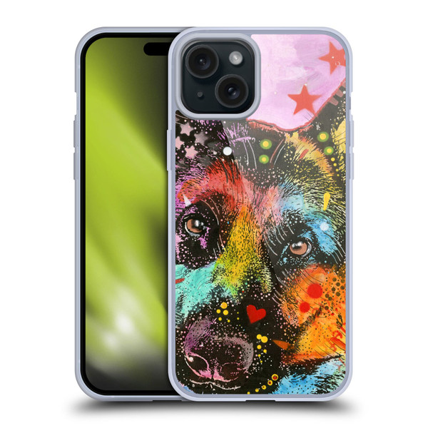 Dean Russo Dogs German Shepherd Soft Gel Case for Apple iPhone 15 Plus