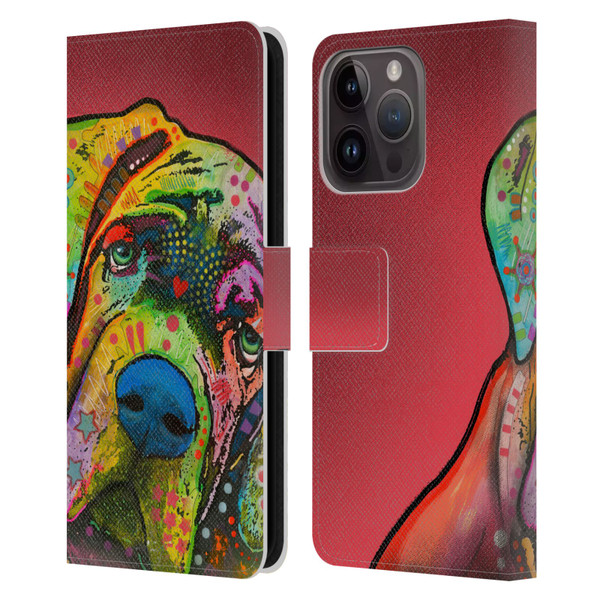 Dean Russo Dogs Mastiff Leather Book Wallet Case Cover For Apple iPhone 15 Pro