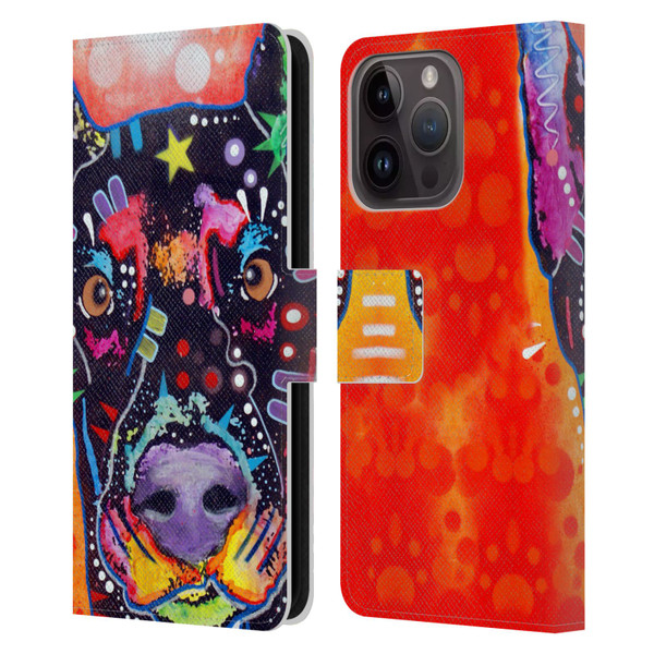 Dean Russo Dogs 3 Doberman Leather Book Wallet Case Cover For Apple iPhone 15 Pro