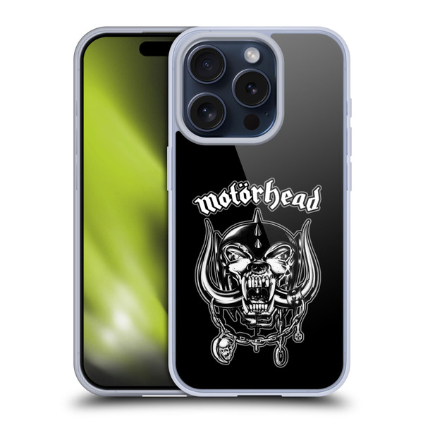 Motorhead Graphics Silver War Pig Soft Gel Case for Apple iPhone 15 Pro & MagSafe