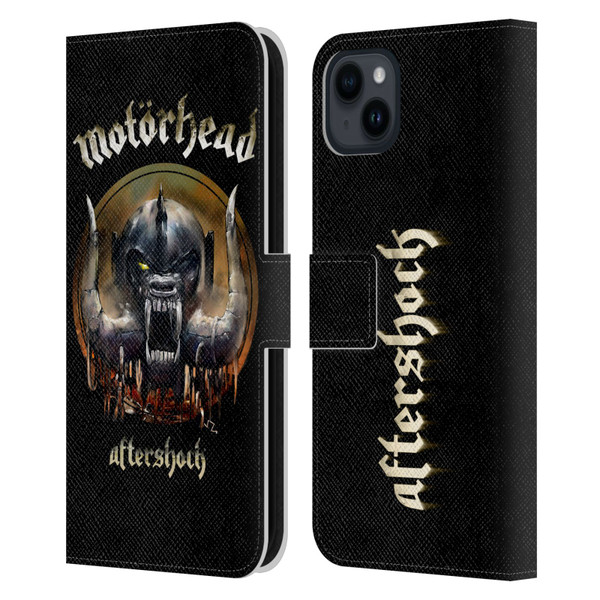 Motorhead Graphics Aftershock Leather Book Wallet Case Cover For Apple iPhone 15 Plus