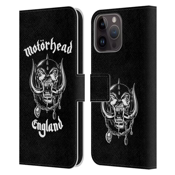 Motorhead Graphics England Leather Book Wallet Case Cover For Apple iPhone 15 Pro Max