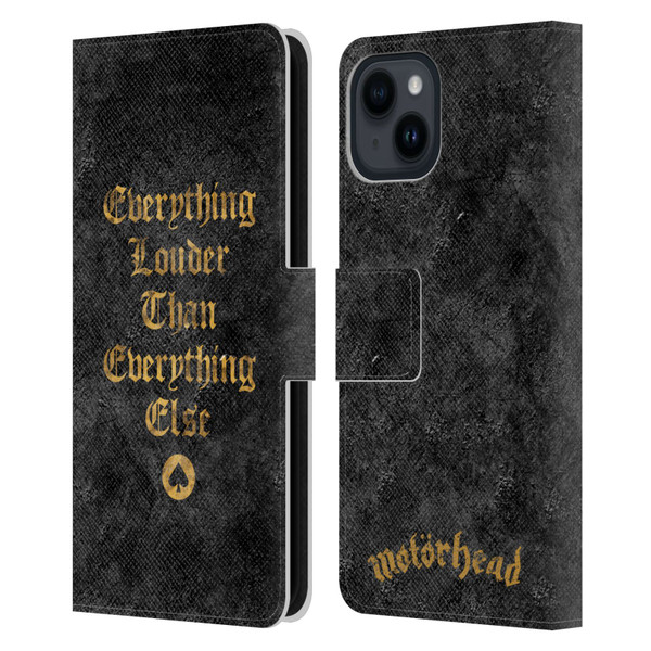 Motorhead Key Art Everything Louder Leather Book Wallet Case Cover For Apple iPhone 15