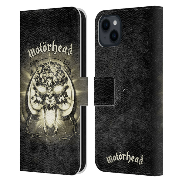 Motorhead Key Art Overkill Leather Book Wallet Case Cover For Apple iPhone 15 Plus