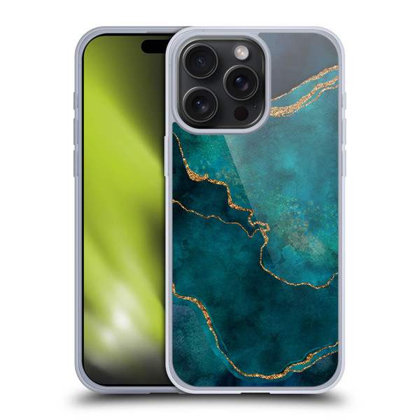 LebensArt Mineral Marble Glam Turquoise Soft Gel Case for Apple iPhone 15 Pro Max