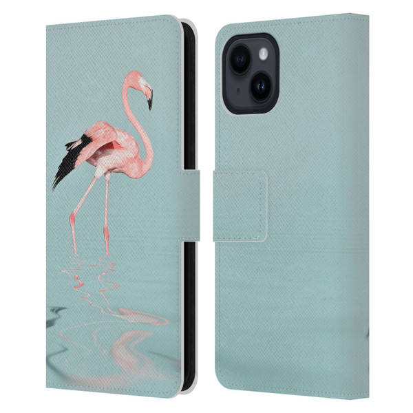 LebensArt Beings Flamingo Leather Book Wallet Case Cover For Apple iPhone 15
