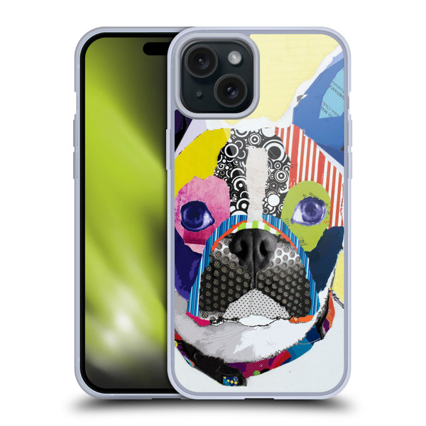 Michel Keck Dogs Boston Terrier Soft Gel Case for Apple iPhone 15 Plus