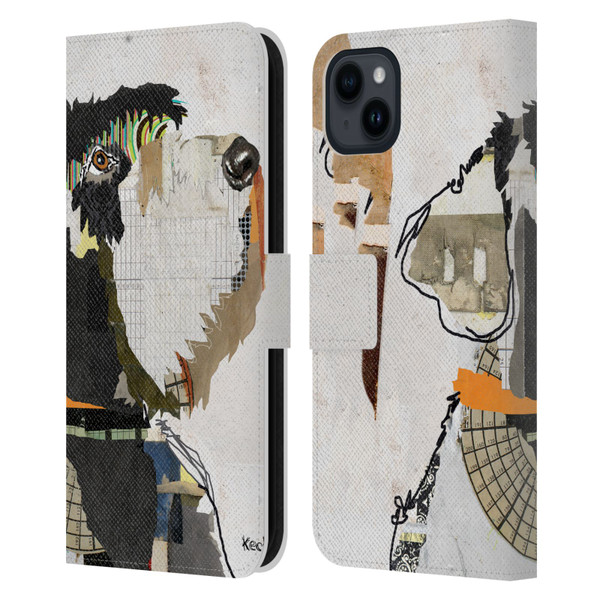 Michel Keck Dogs 2 Schnauzer Leather Book Wallet Case Cover For Apple iPhone 15 Plus