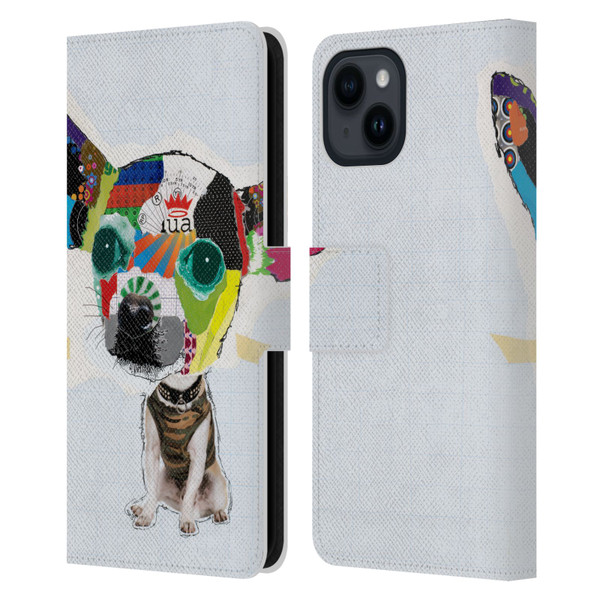Michel Keck Dogs 3 Chihuahua 2 Leather Book Wallet Case Cover For Apple iPhone 15