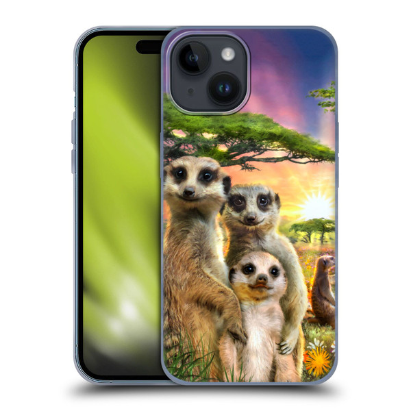 Aimee Stewart Animals Meerkats Soft Gel Case for Apple iPhone 15