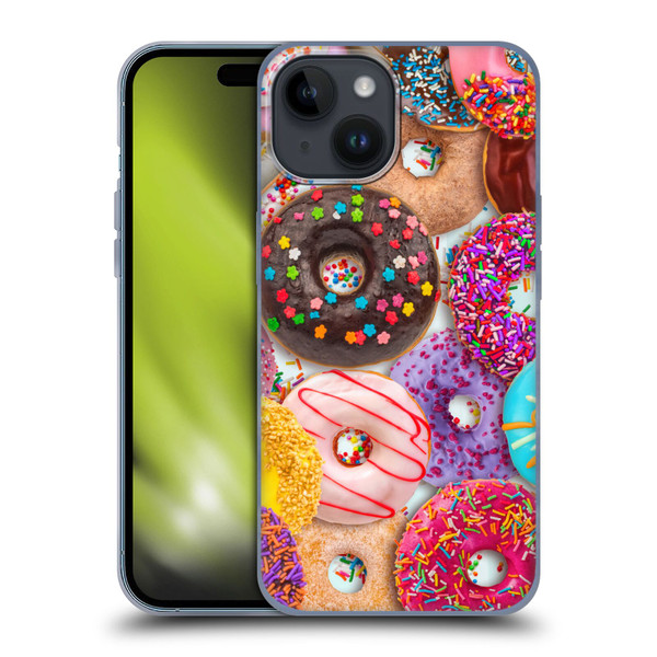 Aimee Stewart Colourful Sweets Donut Noms Soft Gel Case for Apple iPhone 15