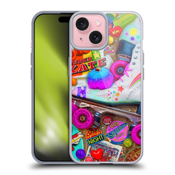 Aimee Stewart Colourful Sweets Skate Night Soft Gel Case for Apple iPhone 15