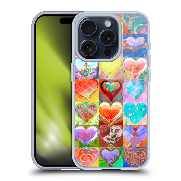 Aimee Stewart Colourful Sweets Hearts Grid Soft Gel Case for Apple iPhone 15 Pro