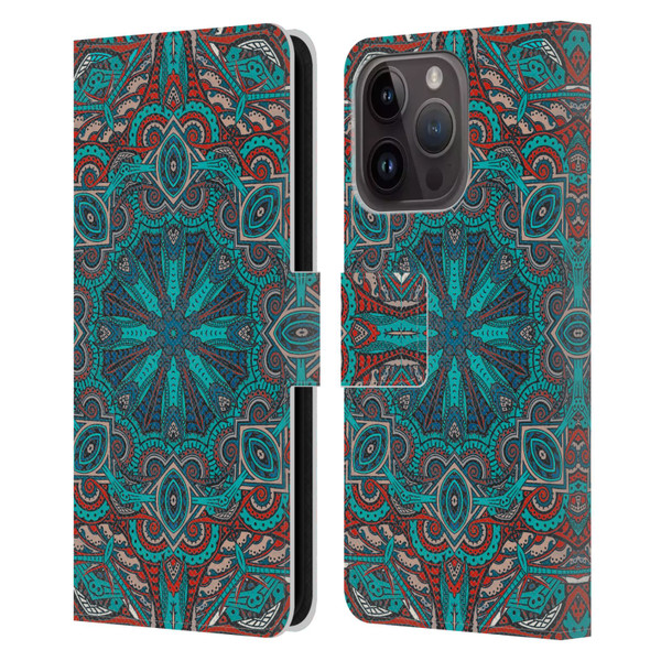 Aimee Stewart Mandala Moroccan Sea Leather Book Wallet Case Cover For Apple iPhone 15 Pro