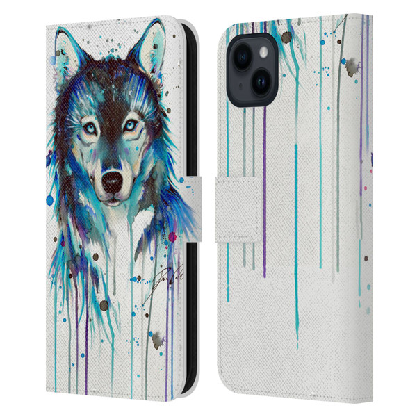 Pixie Cold Animals Ice Wolf Leather Book Wallet Case Cover For Apple iPhone 15 Plus