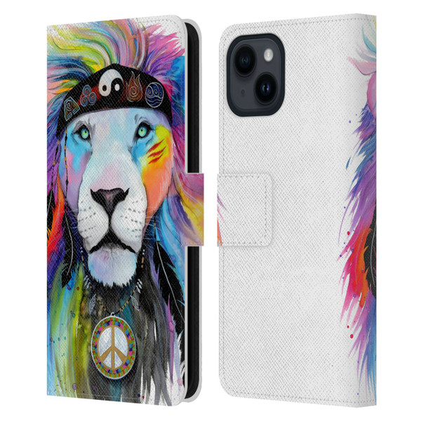 Pixie Cold Cats Hippy Lion Leather Book Wallet Case Cover For Apple iPhone 15