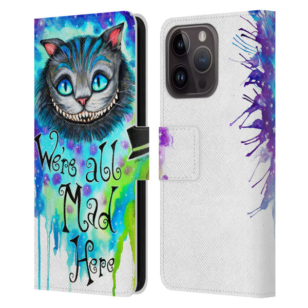 Pixie Cold Cats We Are All Mad Here Leather Book Wallet Case Cover For Apple iPhone 15 Pro