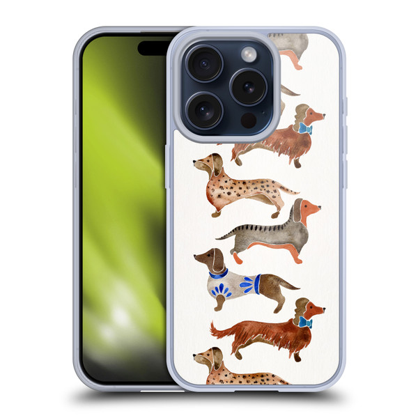 Cat Coquillette Animals Dachshunds Soft Gel Case for Apple iPhone 15 Pro
