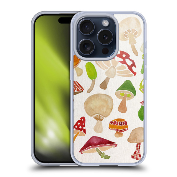 Cat Coquillette Nature Mushrooms Soft Gel Case for Apple iPhone 15 Pro