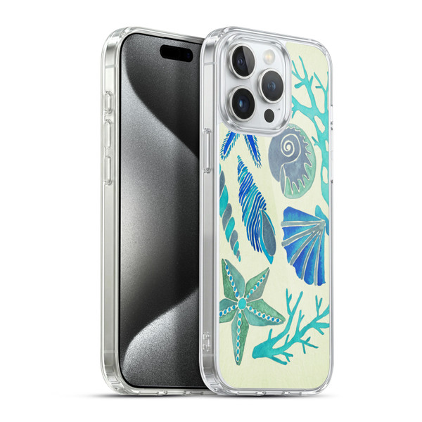 Cat Coquillette Sea Seashells Blue Soft Gel Case for Apple iPhone 15 Pro Max & MagSafe