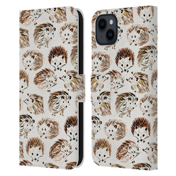Cat Coquillette Animals Hedgehogs Leather Book Wallet Case Cover For Apple iPhone 15 Plus