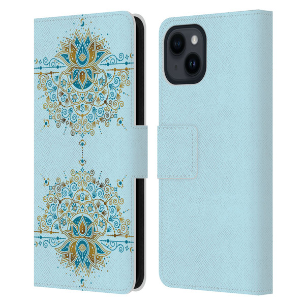Cat Coquillette Patterns 6 Lotus Bloom Mandala 2 Leather Book Wallet Case Cover For Apple iPhone 15