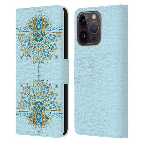 Cat Coquillette Patterns 6 Lotus Bloom Mandala 2 Leather Book Wallet Case Cover For Apple iPhone 15 Pro