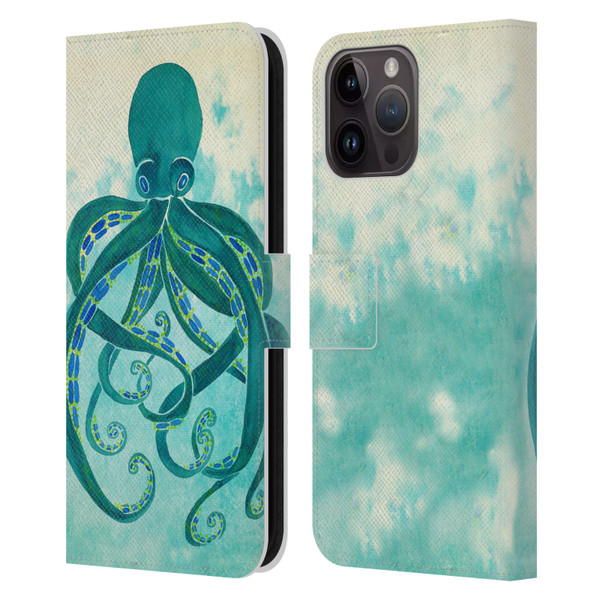 Cat Coquillette Sea Octopus Leather Book Wallet Case Cover For Apple iPhone 15 Pro Max