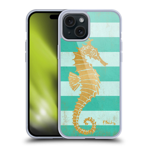 Paul Brent Coastal Gold Seahorse Soft Gel Case for Apple iPhone 15 Plus