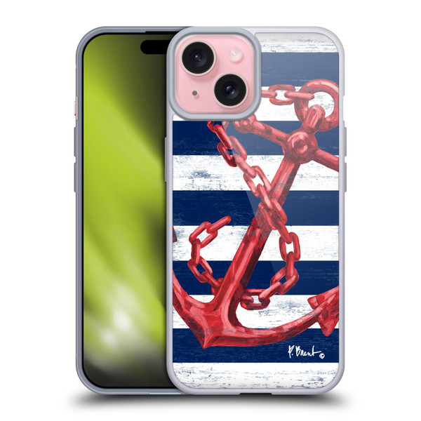 Paul Brent Nautical Westerly Anchor Red Soft Gel Case for Apple iPhone 15