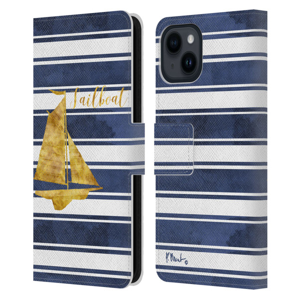 Paul Brent Nautical Sailboat Leather Book Wallet Case Cover For Apple iPhone 15
