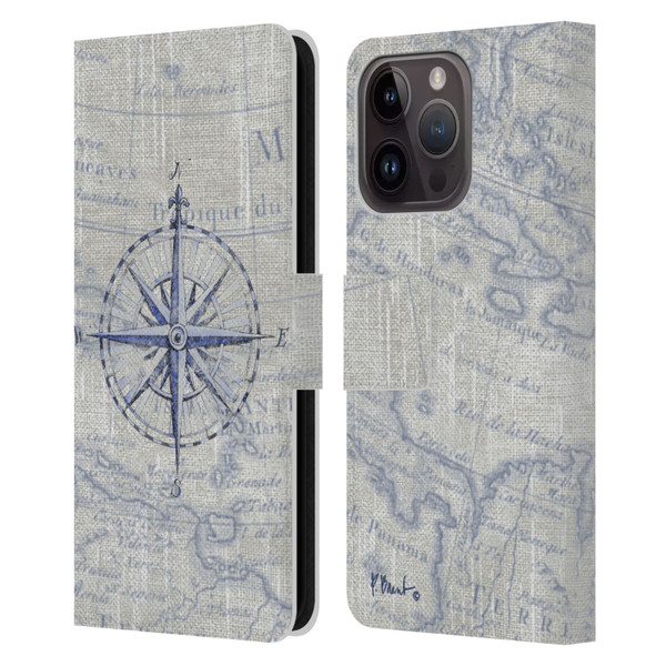 Paul Brent Nautical Vintage Compass Leather Book Wallet Case Cover For Apple iPhone 15 Pro