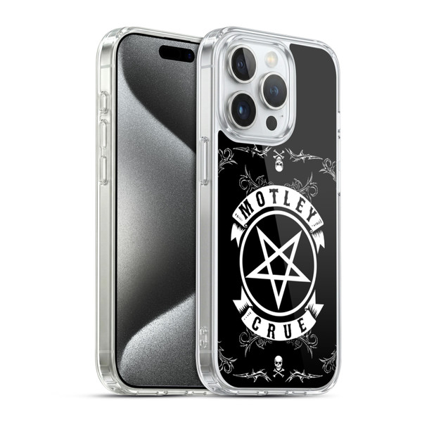 Motley Crue Logos Pentagram And Skull Soft Gel Case for Apple iPhone 15 Pro & MagSafe