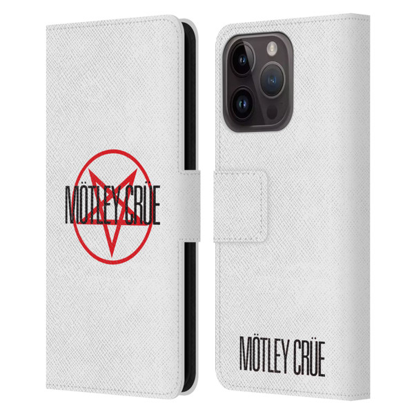 Motley Crue Logos Pentagram Leather Book Wallet Case Cover For Apple iPhone 15 Pro