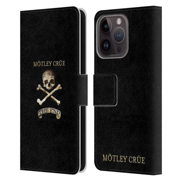 Motley Crue Logos The End Leather Book Wallet Case Cover For Apple iPhone 15 Pro