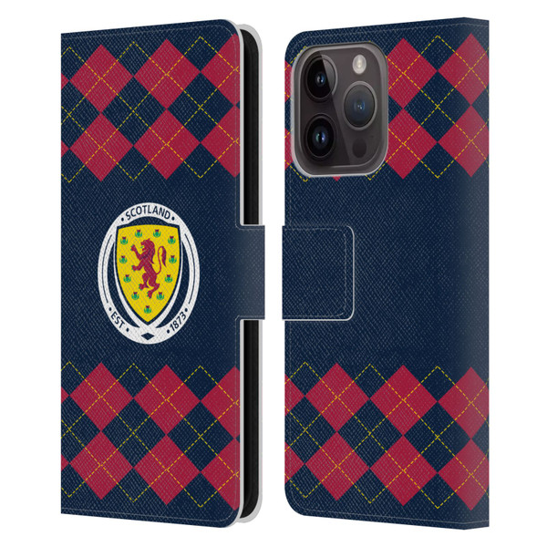 Scotland National Football Team Logo 2 Argyle Leather Book Wallet Case Cover For Apple iPhone 15 Pro