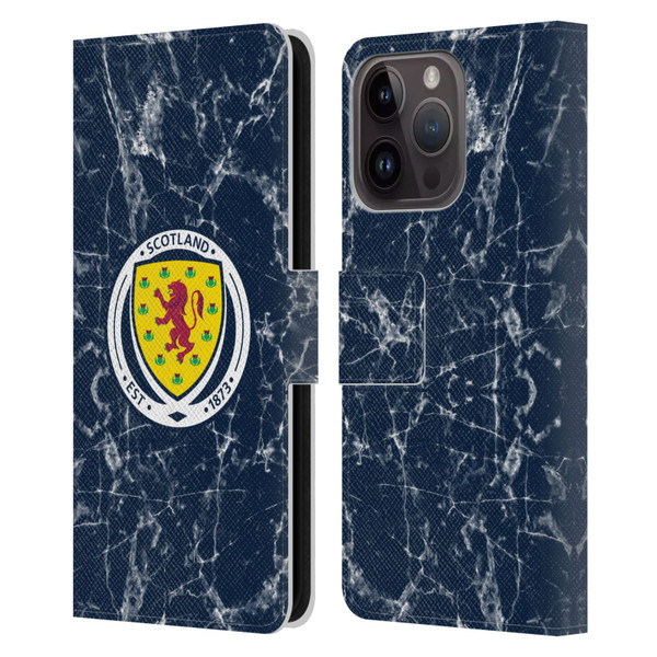 Scotland National Football Team Logo 2 Marble Leather Book Wallet Case Cover For Apple iPhone 15 Pro