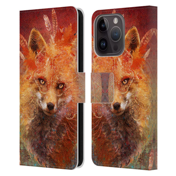 Jena DellaGrottaglia Animals Fox Leather Book Wallet Case Cover For Apple iPhone 15 Pro