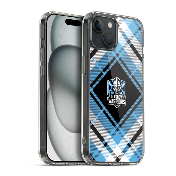 Glasgow Warriors Logo 2 Diagonal Tartan Soft Gel Case for Apple iPhone 15 Plus & MagSafe