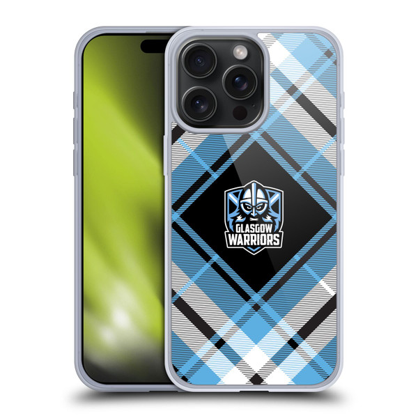 Glasgow Warriors Logo 2 Diagonal Tartan Soft Gel Case for Apple iPhone 15 Pro Max