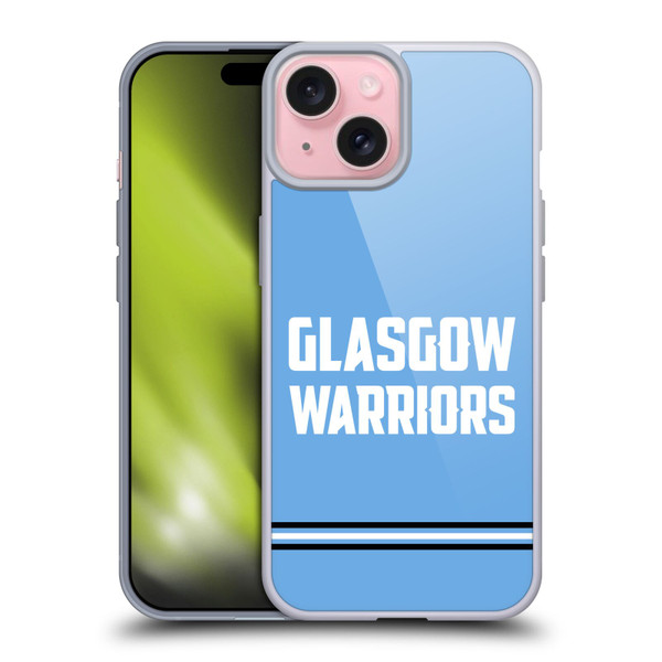 Glasgow Warriors Logo Text Type Blue Soft Gel Case for Apple iPhone 15