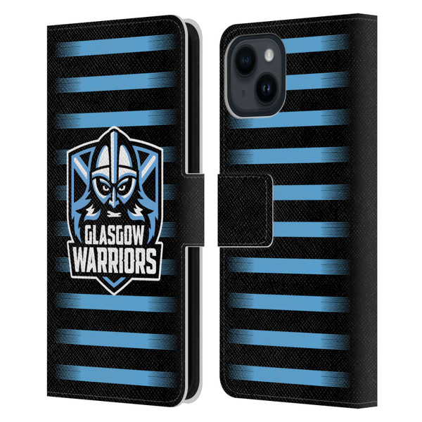 Glasgow Warriors Logo 2 Stripes Leather Book Wallet Case Cover For Apple iPhone 15