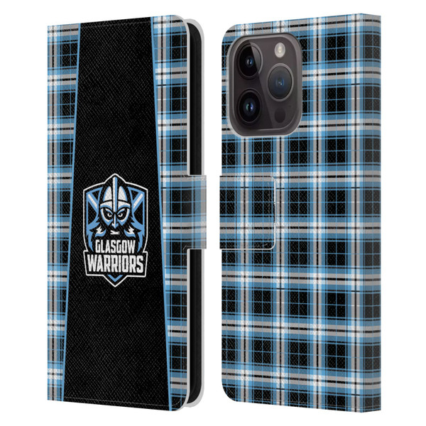Glasgow Warriors Logo 2 Tartan Leather Book Wallet Case Cover For Apple iPhone 15 Pro
